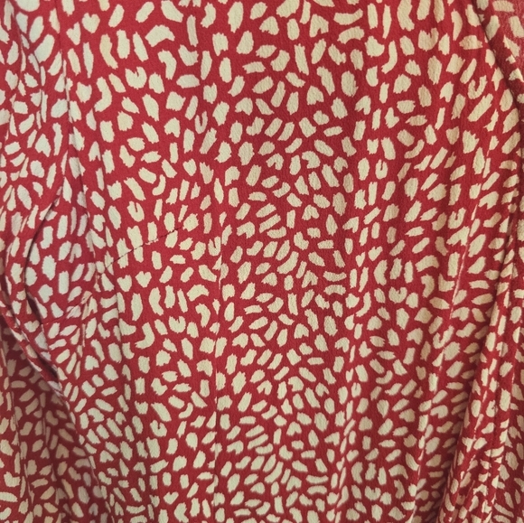 Talbots MP Red White Printed Wrap Blouse with Side Te - Picture 8 of 13